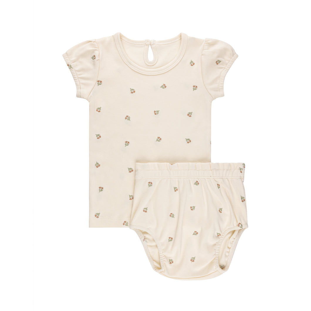 Embroidred collection 2 pc set - Ivory tulip