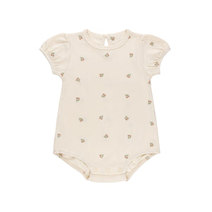 Embroidered collection romper - ivory/tulip
