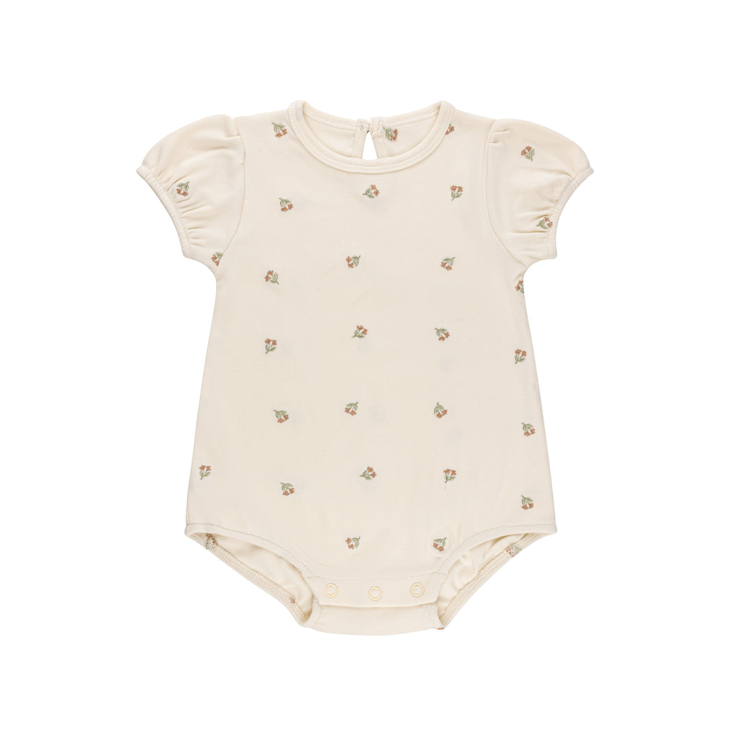 Embroidered collection romper - ivory/tulip