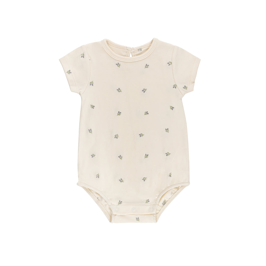 Embroidered collection romper - ivory/berry