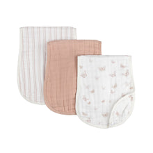 Load image into Gallery viewer, 3-pack muslin burp cloths - Pink butterfly
