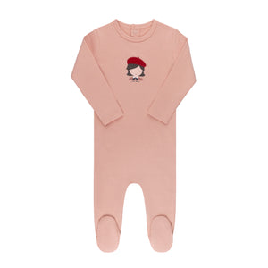 Organic french terry french girl footie - Pink