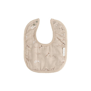 Vintage birds muslin bib - tan