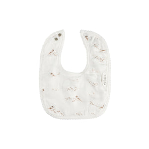 Vintage birds muslin bib - Ivory