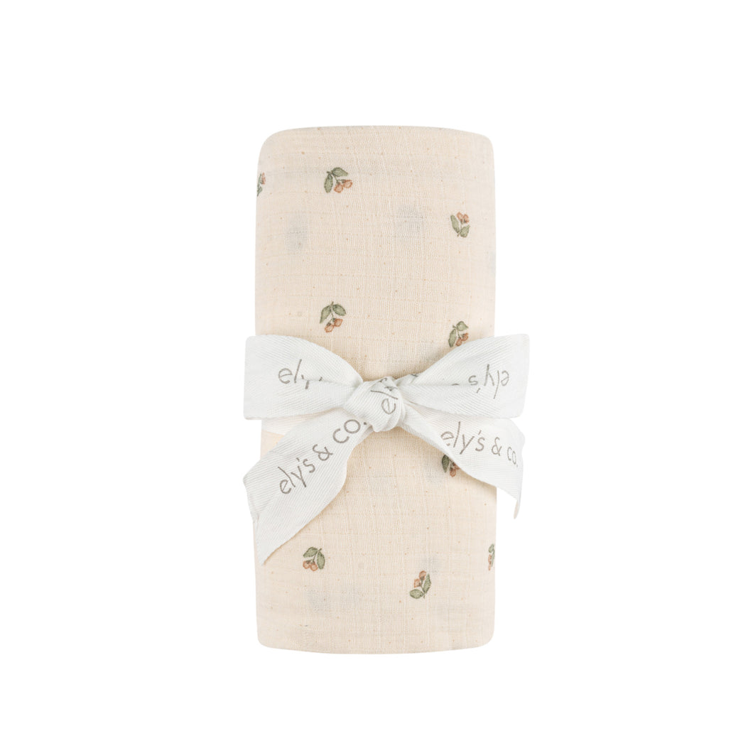 Vintage floral muslin swaddle - Cream floral