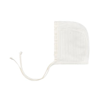 Load image into Gallery viewer, Lace trim pointelle bonnet - Cream
