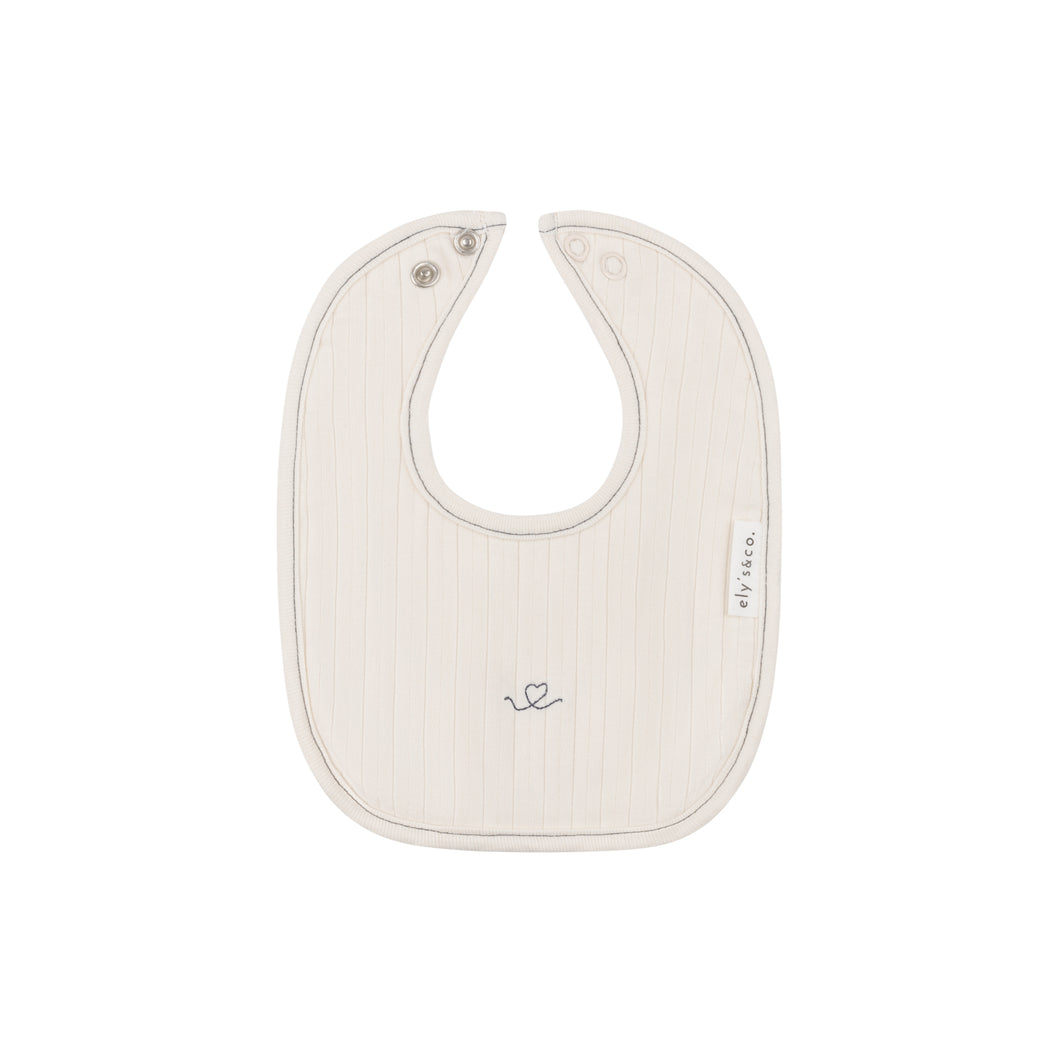 Organic cotton little one bib - Ivory/blue