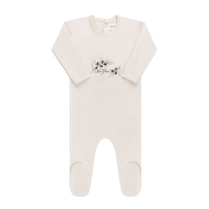Modal french terry olive you footie - Cream/mauve