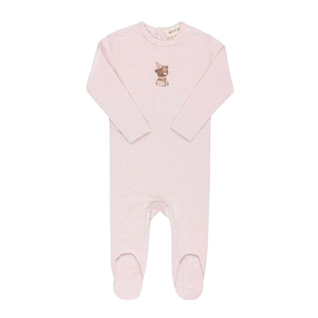 Organic bear collection footie - pink