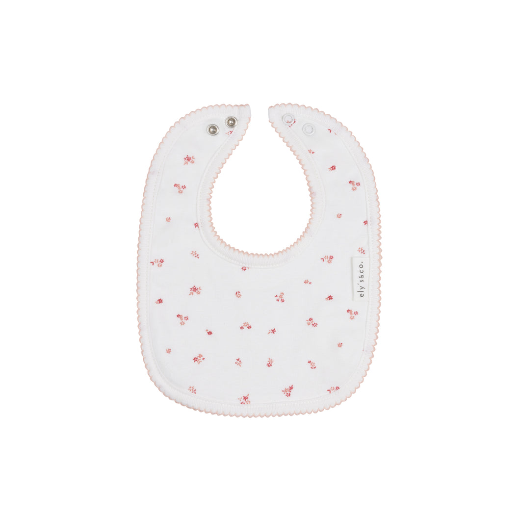Velour cluster flower bib - Ivory/pink