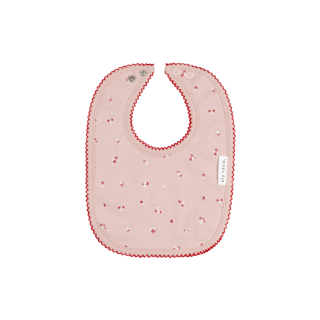 Velour cluster flower bib - Pink