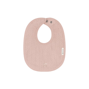 Organic embroidered cherry pointelle bib - pink