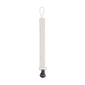 Organic cotton little one paci clip - Ivory/blue