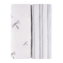 Load image into Gallery viewer, Dragonfly and stripes 2 pack - Bassinet sheets
