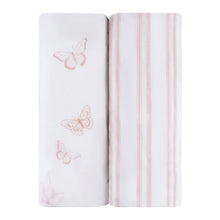 Load image into Gallery viewer, Butterfly and stripes 2 pack - Bassinet sheets
