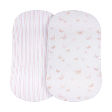 Load image into Gallery viewer, Butterfly and stripes 2 pack - Bassinet sheets
