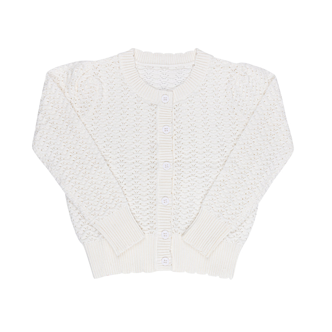 Wave collection - knit pointelle cardigan - ivory