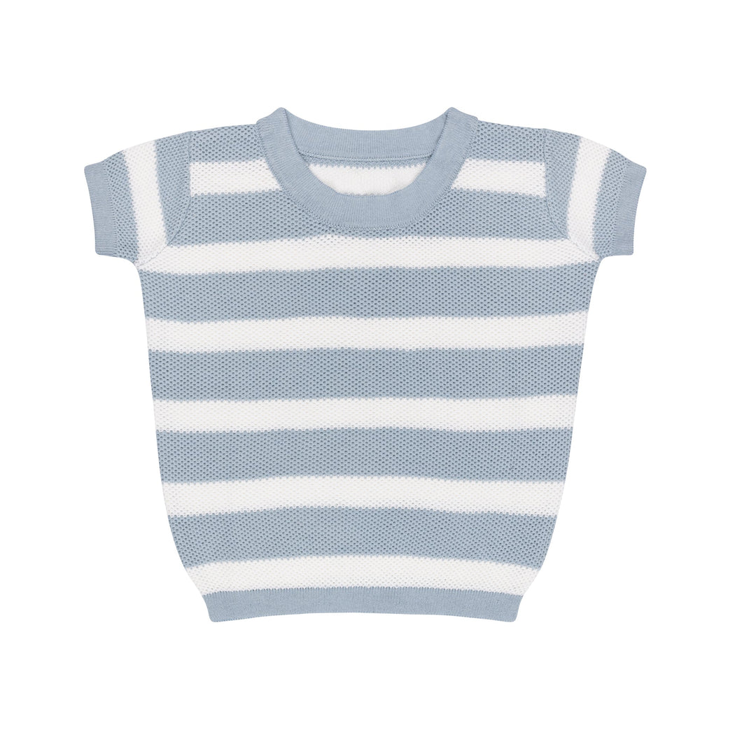 Wave collection - stripe knit top - blue