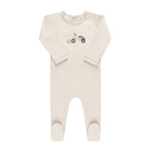 French terry ivory bike footie