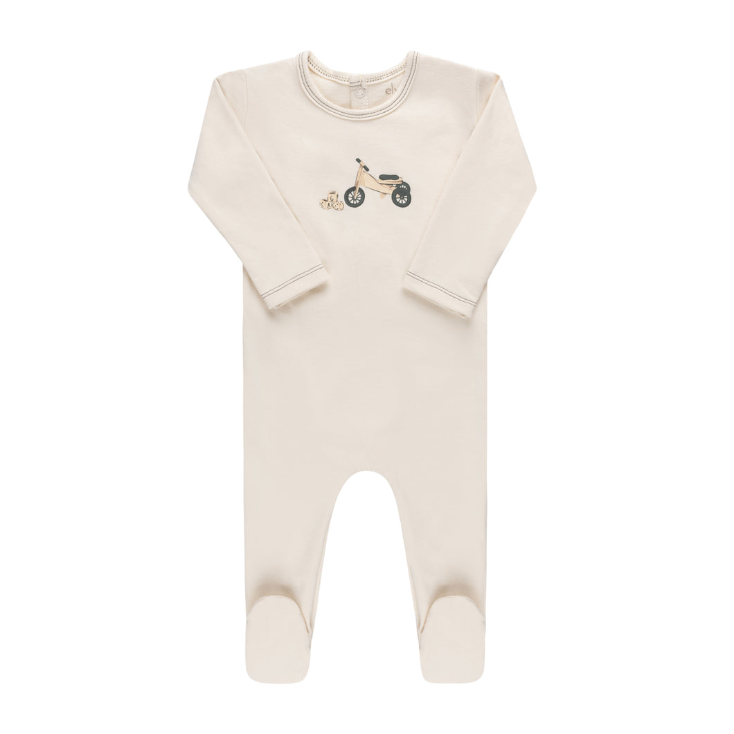 French terry ivory bike footie