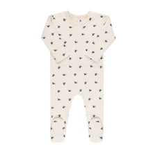 Load image into Gallery viewer, Waffle olive footie and beanie - Navy on cream
