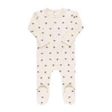 Load image into Gallery viewer, Waffle olive footie and beanie - Plum on cream
