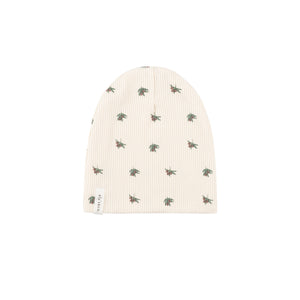 Waffle olive footie and beanie - Plum on cream
