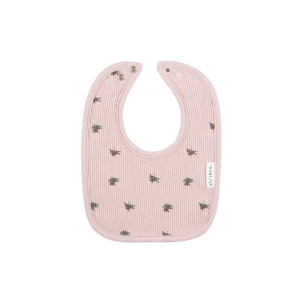 Waffle olive bib - Plum on mauve