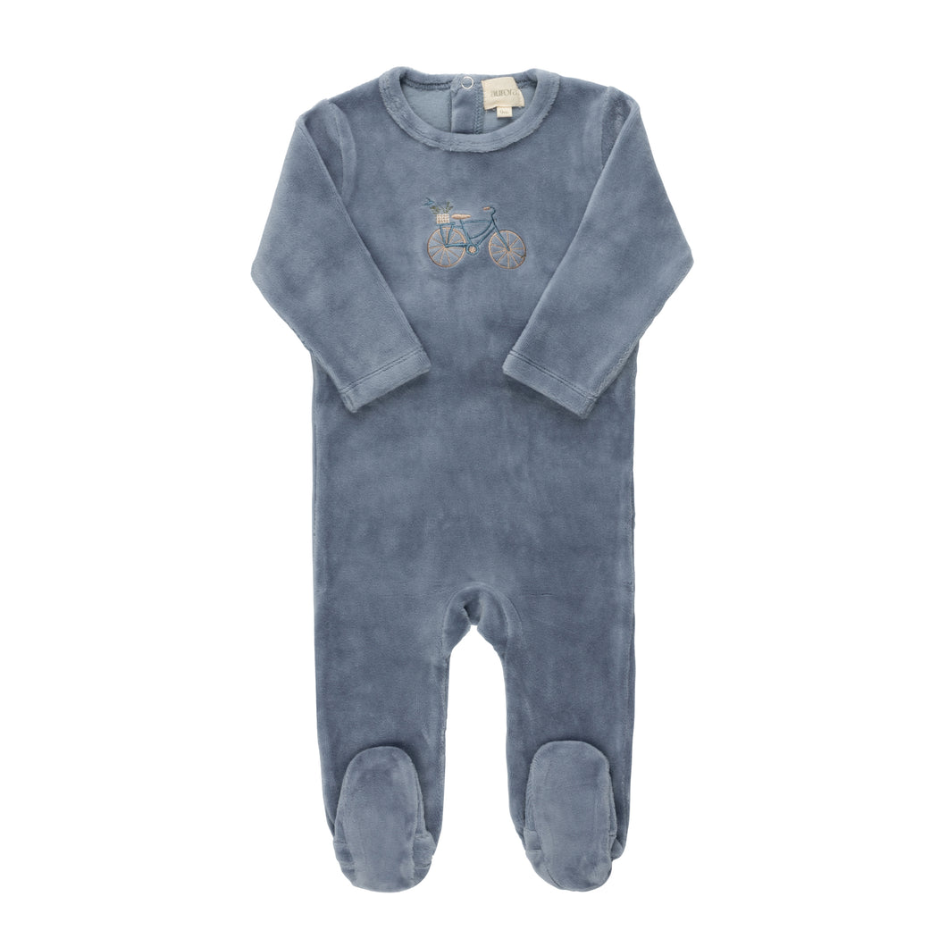 Velour bicycle collection footie - Blue