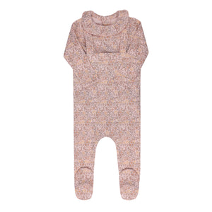 Cotton liberty print bodysuit and overalls- Pink floral