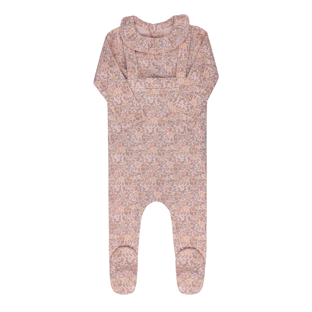 Cotton liberty print bodysuit and overalls- Pink floral
