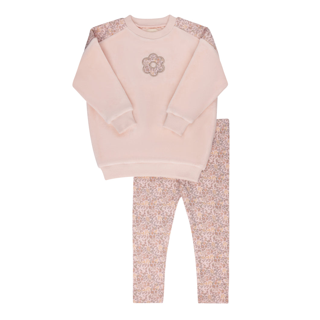 Velour liberty floral 2 pc set - Pink floral