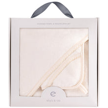 Load image into Gallery viewer, Scalloped hooded towel with pocket wash cloth - Cream
