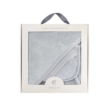 Load image into Gallery viewer, Solid scalloped hooded towel and washcloth set - Blue
