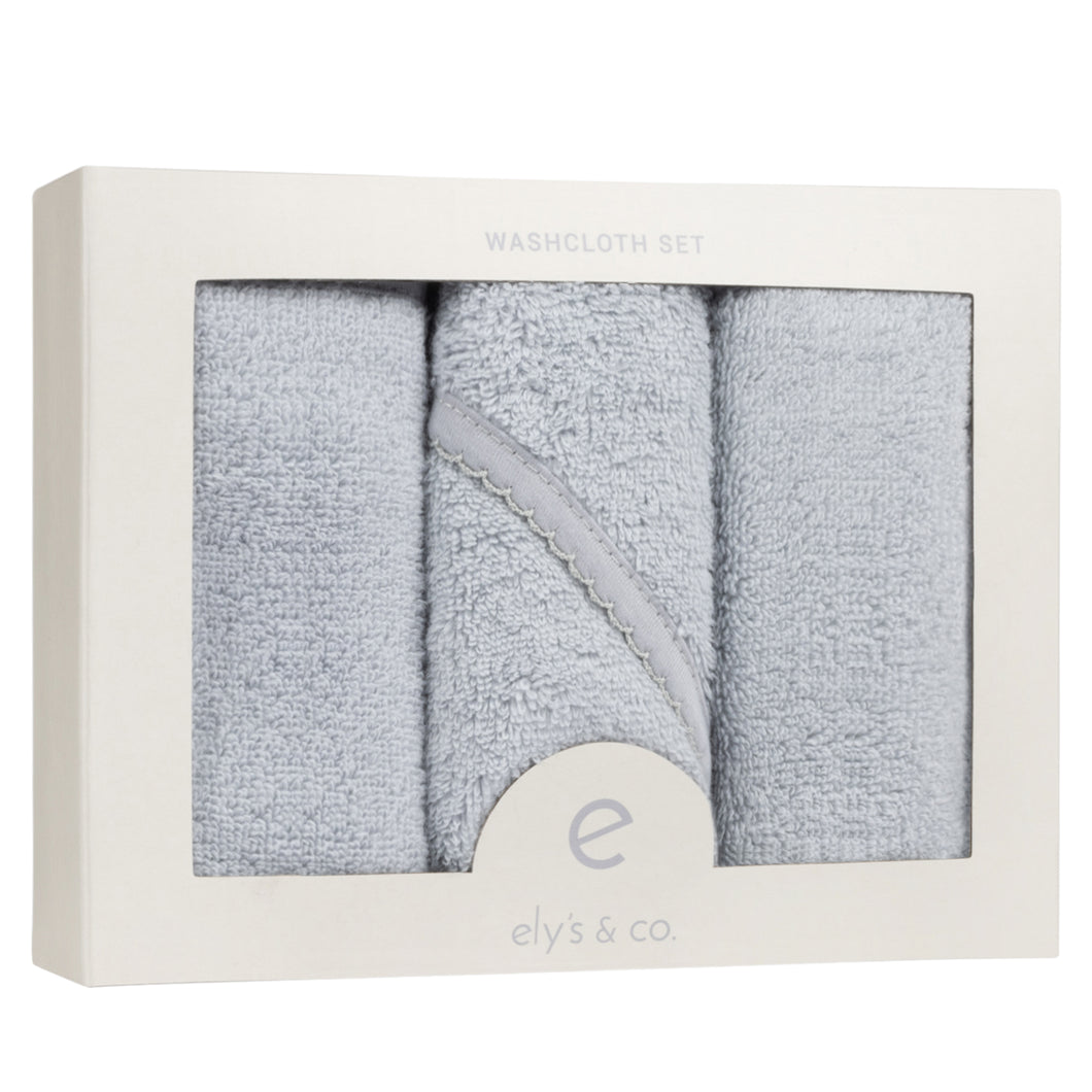 Scalloped wash cloth with pocket - Blue