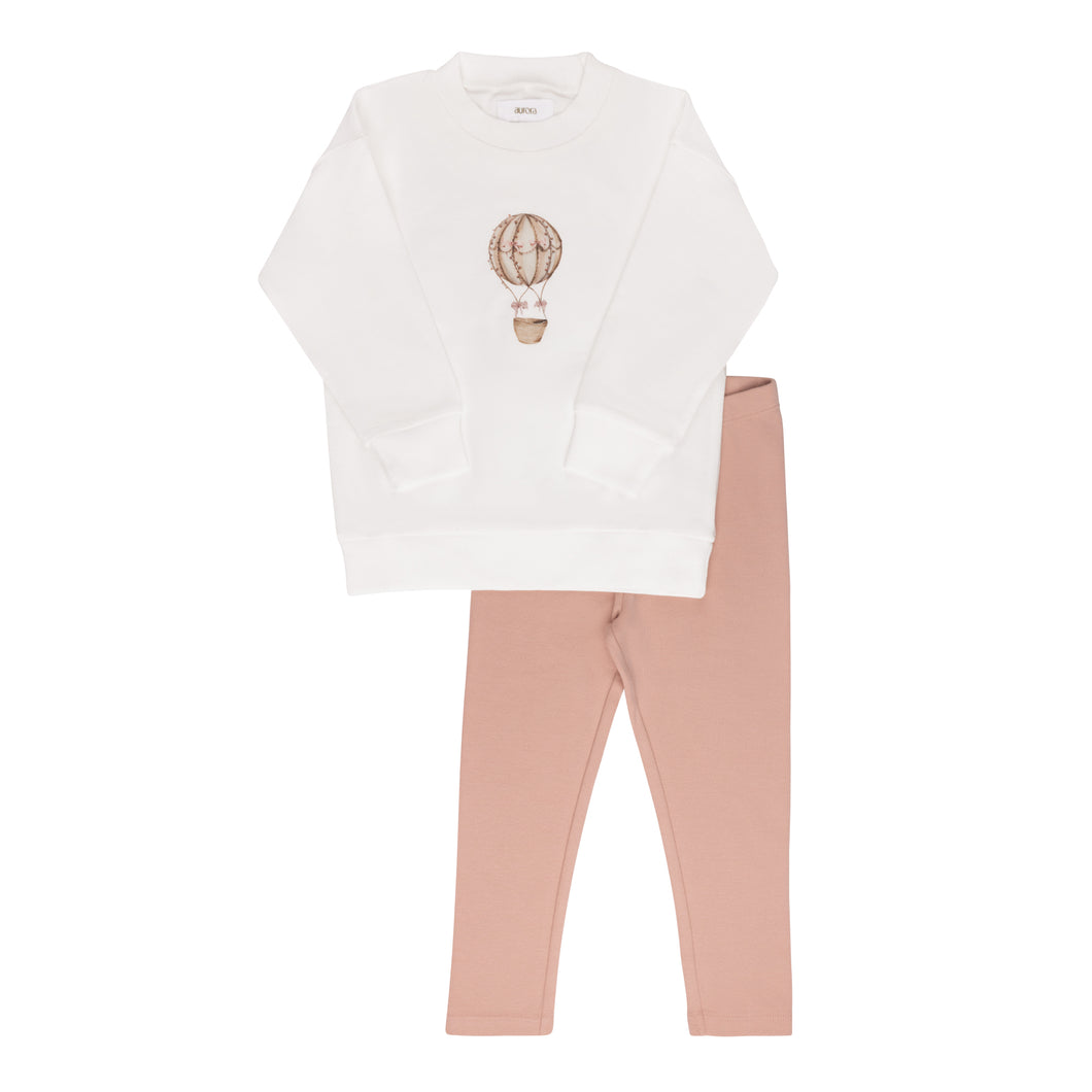 French terry hot air balloon collection 2 pc - Ivory/Pink