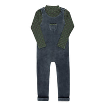 Load image into Gallery viewer, Velour plaid bear collection - Overalls and turtleneck - Blue
