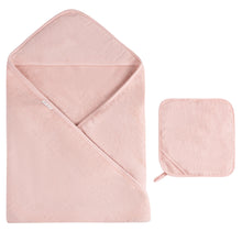 Load image into Gallery viewer, Solid scalloped hooded towel and washcloth set - Pink
