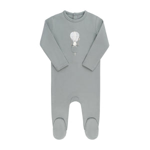 French terry hot air balloon footie - Blue