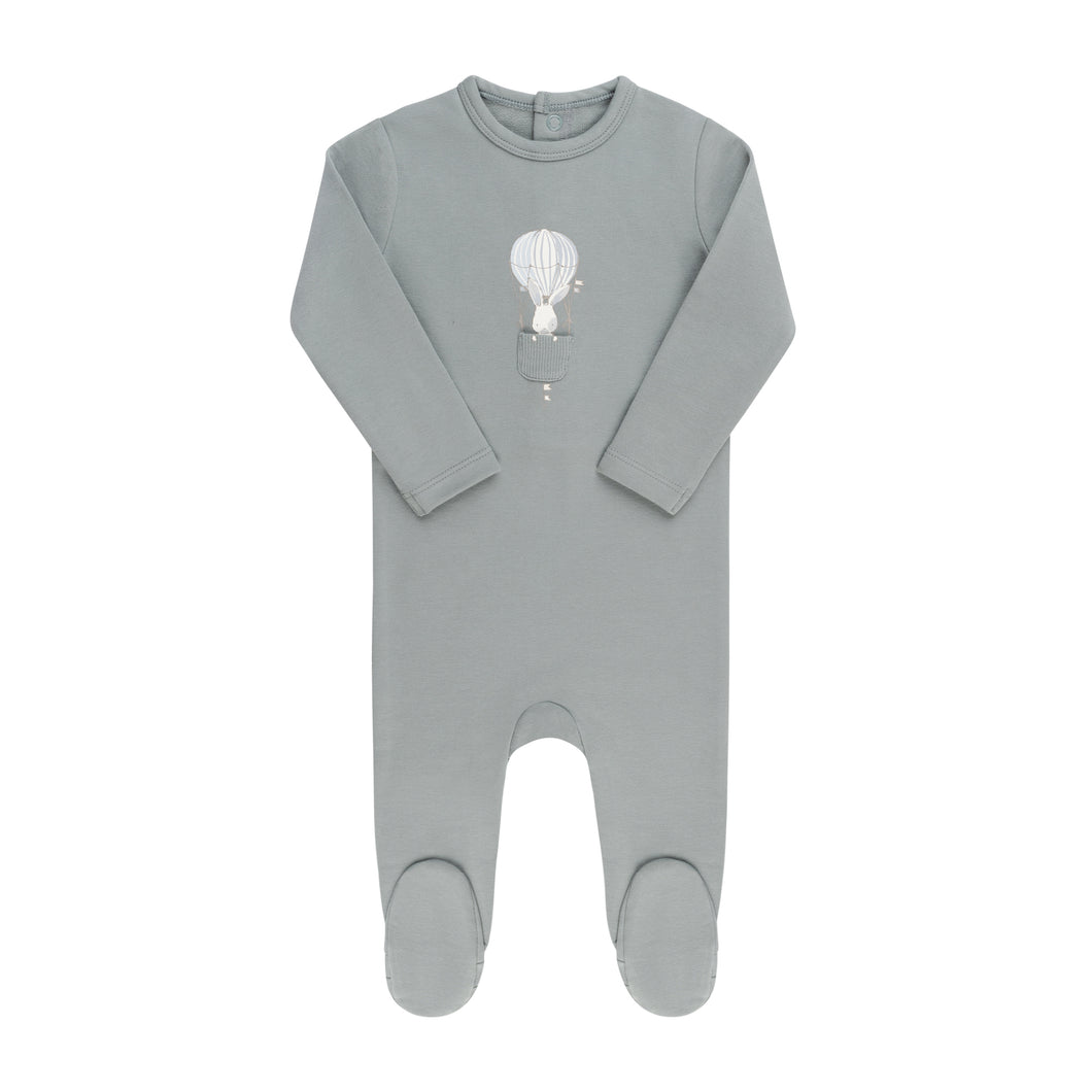 French terry hot air balloon footie - Blue