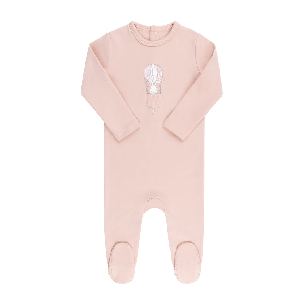 French terry hot air balloon footie - Pink