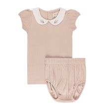 Load image into Gallery viewer, Organic embroidered collared collection 2 pc set - pink heather

