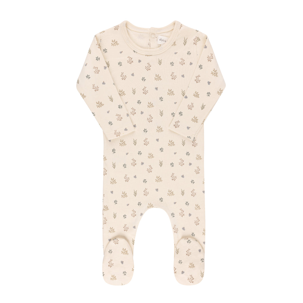 Garden floral print collection footie - ivory boy