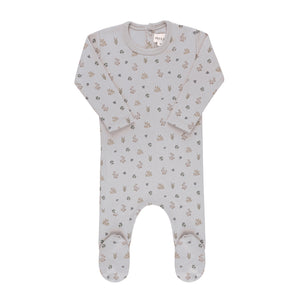 Garden floral print collection footie - blue