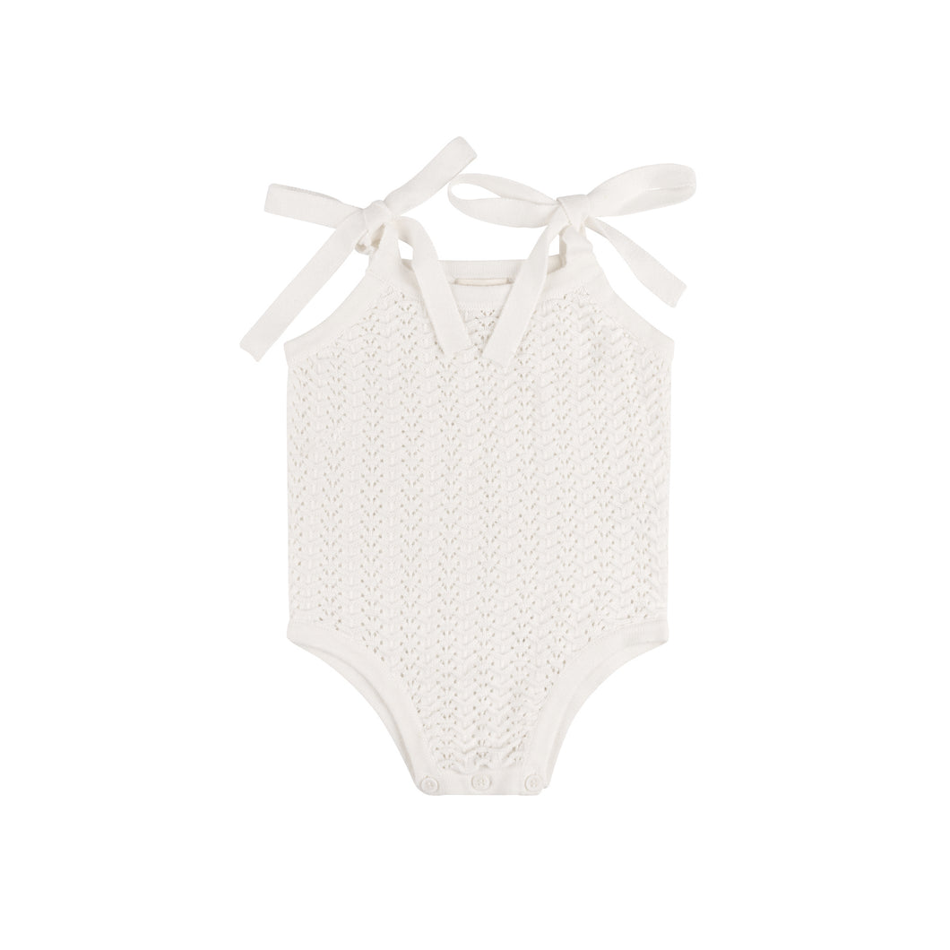 Wave collection - knit pointelle romper - ivory