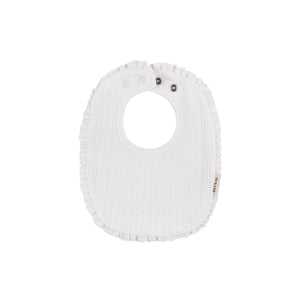 Lace trim pointelle bib - Cream