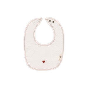 Embroidered heart bib - Ivory