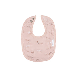 Vintage birds muslin bib - blush