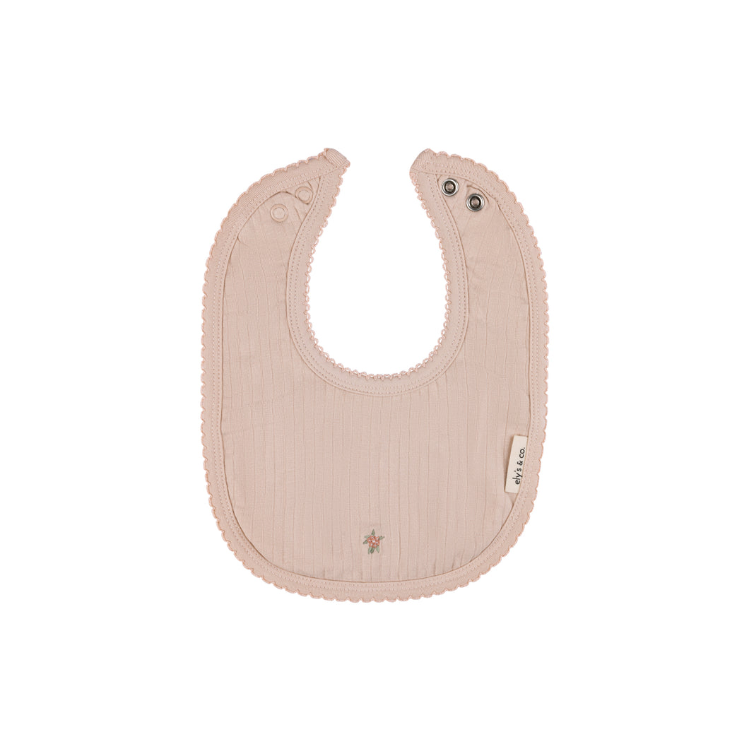 Wide rib rosebud bib - Pink/blush