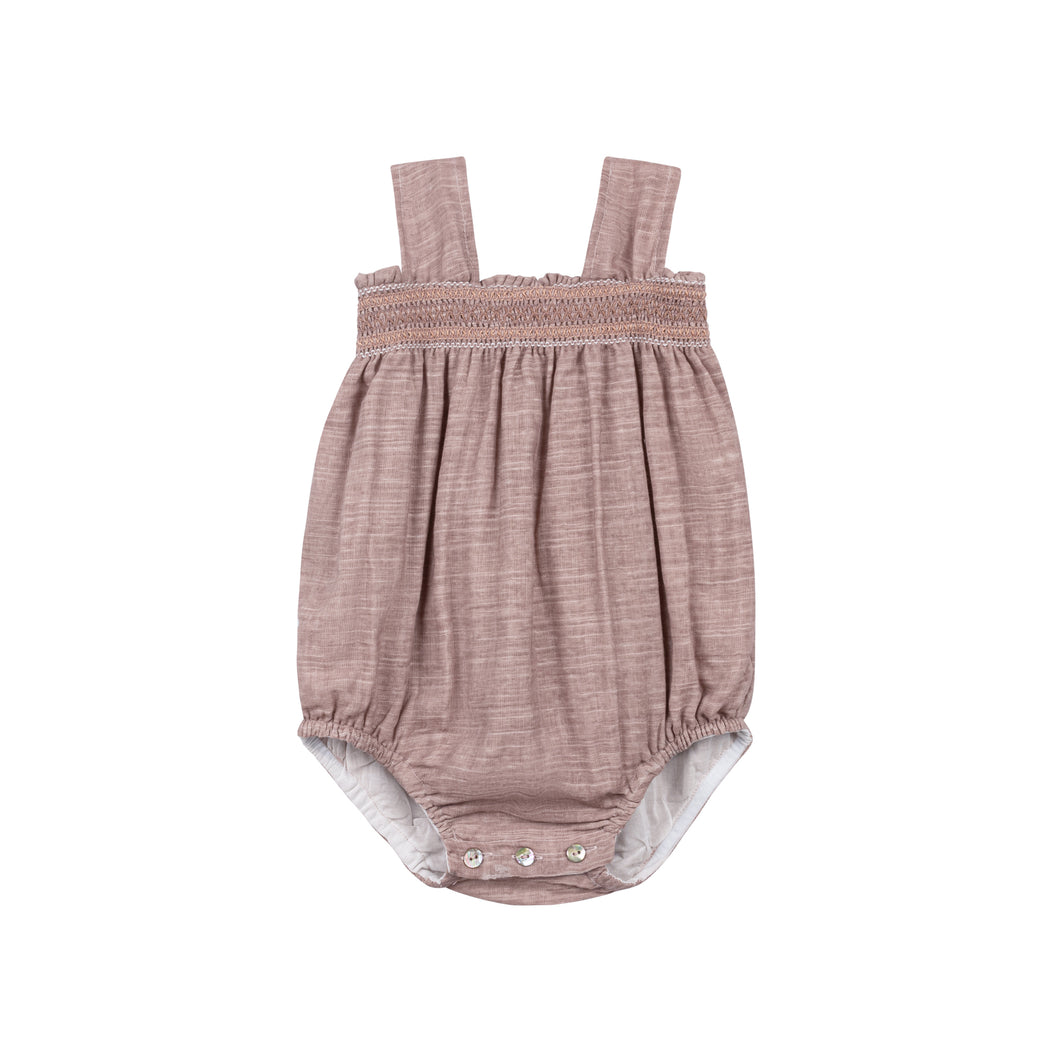 Stitch collection - smocked linen romper - Mauve